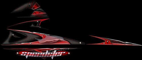 Carbon Fiber boat graphics red