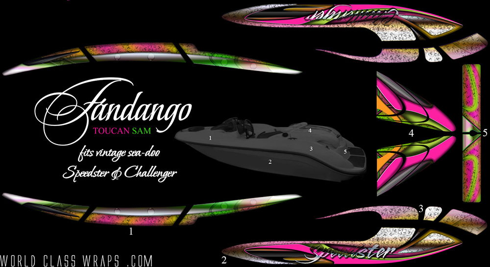 2012 FANDANGO TOUCAN SAM sea-doo Challenger custom boat graphics